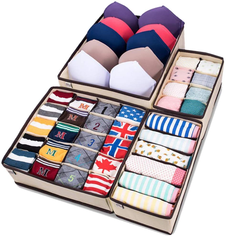 Urban Storie® Closet Organizer and Storage Drawer Dividers for Underwear Bra Socks etc. (4 Pcs Set)