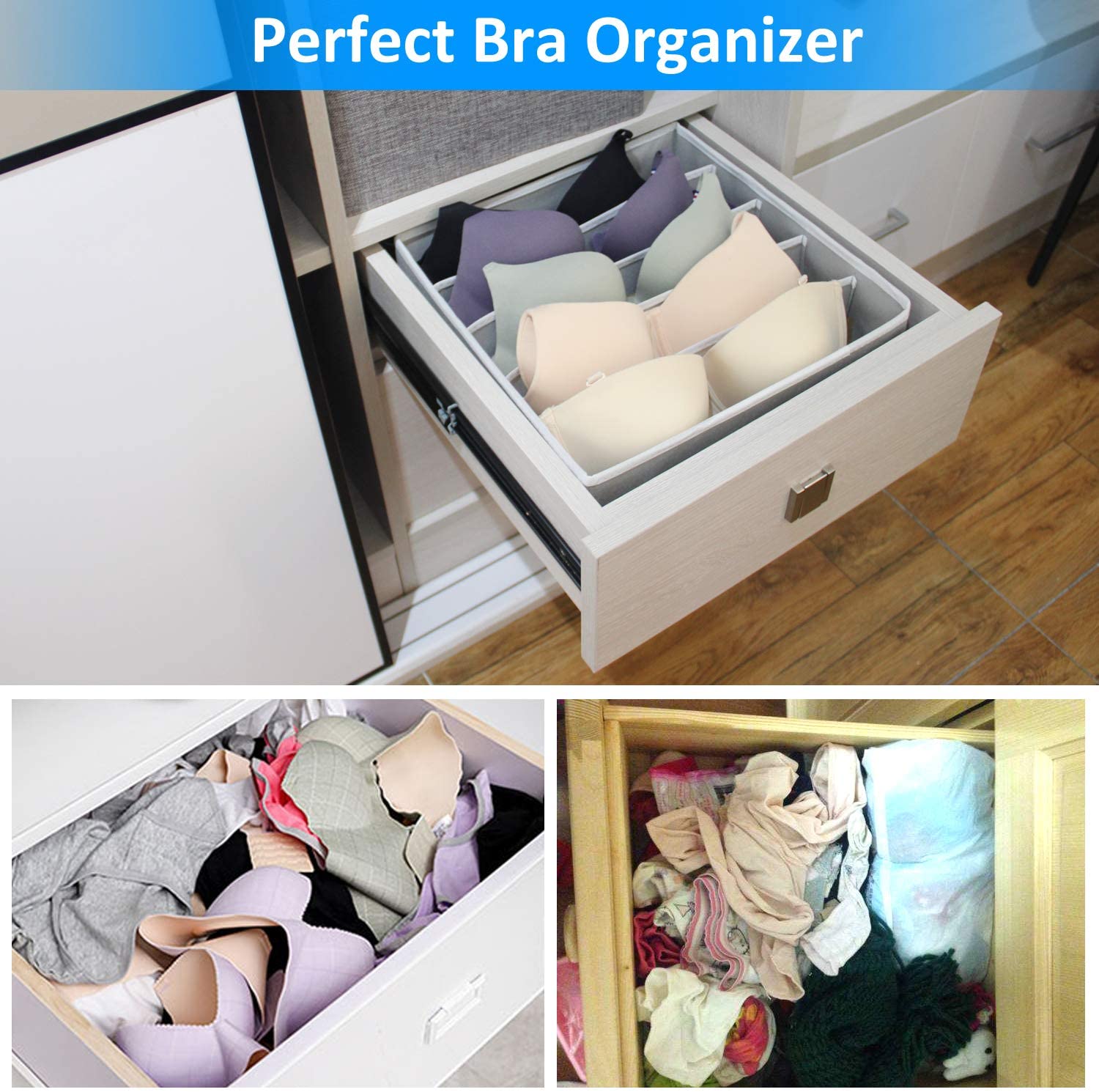 Urban Storie® Closet Organizer and Storage Drawer Dividers for Underwear Bra Socks etc. (4 Pcs Set)