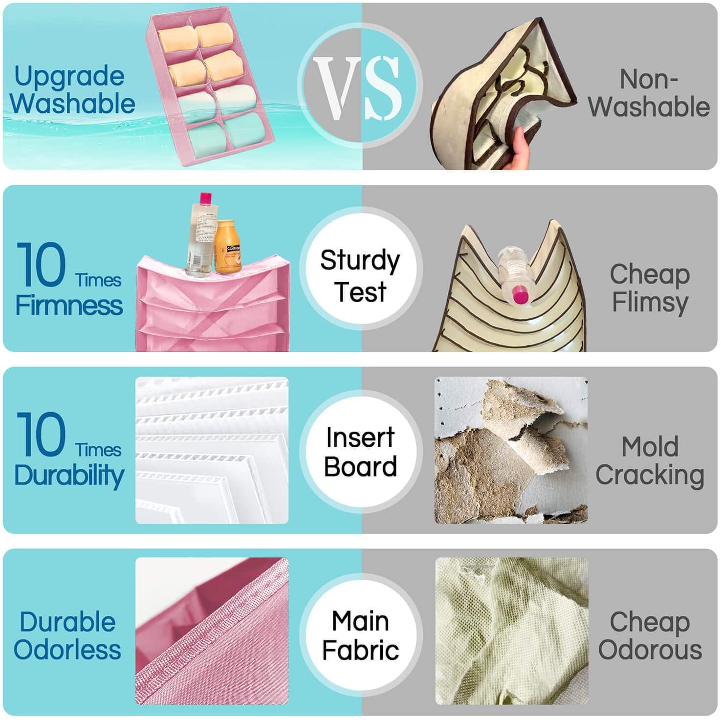 Urban Storie® Closet Organizer and Storage Drawer Dividers for Underwear Bra Socks etc. (4 Pcs Set)