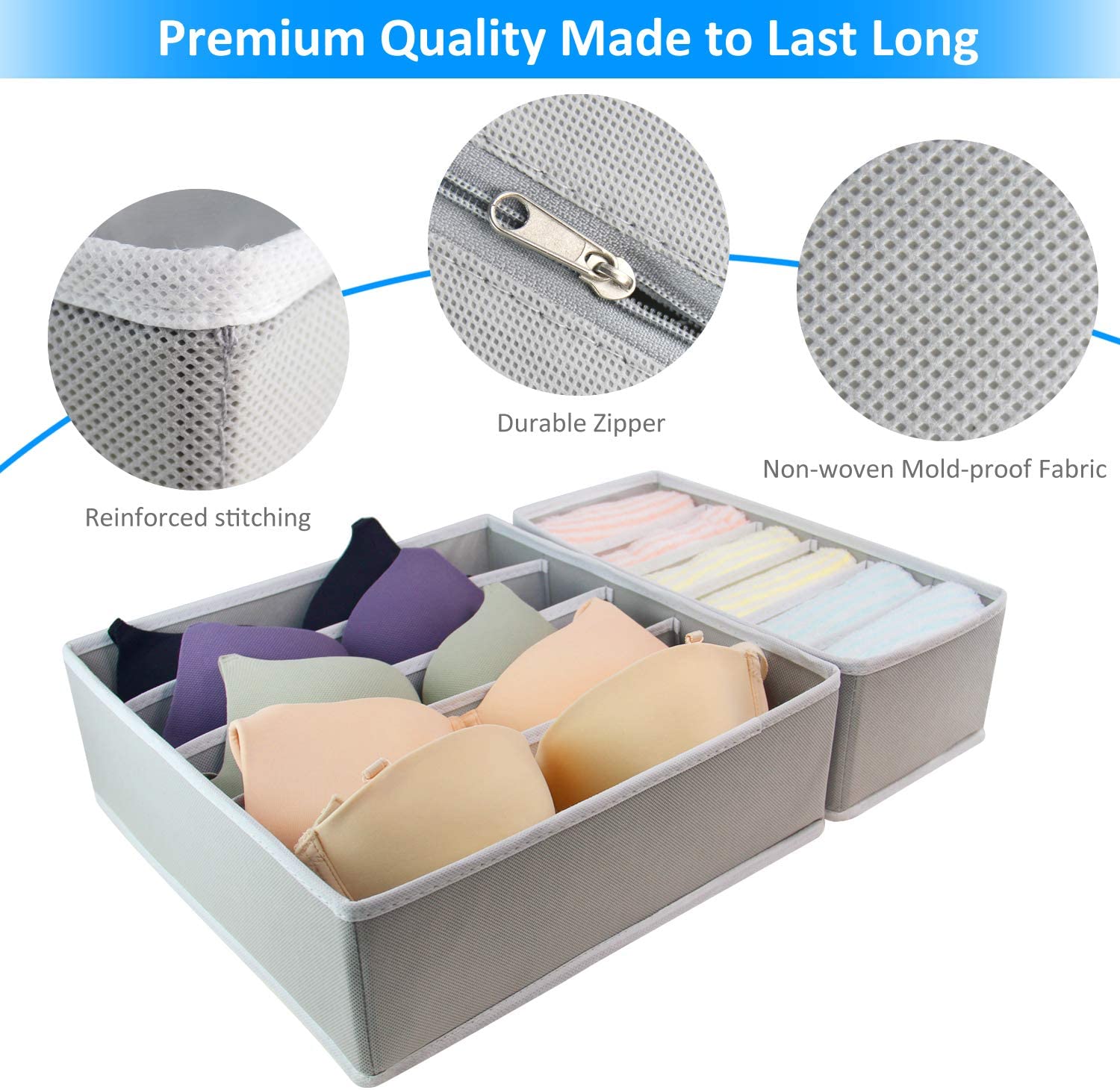 Urban Storie® Closet Organizer and Storage Drawer Dividers for Underwear Bra Socks etc. (4 Pcs Set)
