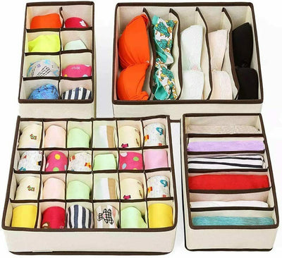 Urban Storie® Closet Organizer and Storage Drawer Dividers for Underwear Bra Socks etc. (4 Pcs Set)