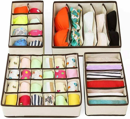 Urban Storie® Closet Organizer and Storage Drawer Dividers for Underwear Bra Socks etc. (4 Pcs Set)